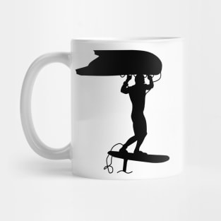 Surfer wing surfing with a foil wing Mug